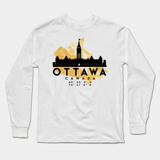 Ottawa Canada Skyline Map Art Long Sleeve T-Shirt